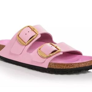Birkenstock Women's Arizona Big Buckle Slide Sandals High Shine Fondant Pink 38